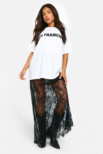 Black Petite Eyelash Lace Column Maxi Skirt