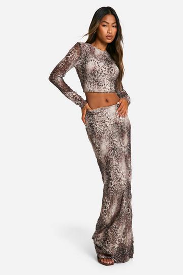 Leopard Printed Lace Maxi Skirt multi