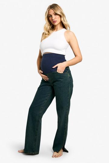 Maternity Over The Bump Split Hem Straight Leg Jeans vintage wash