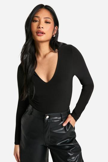 Petite Bodysuit Met Lange Mouwen En Schouderpads black