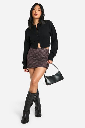 Petite Check Mesh Mini Skirt brown