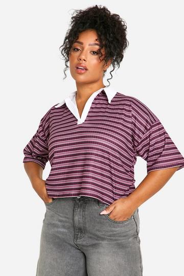 Plus Striped Rugby Top berry