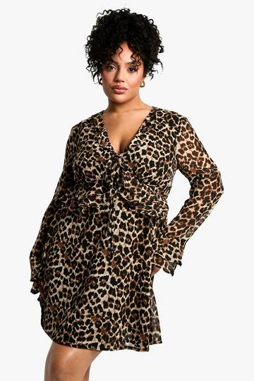 Leopard Multi Plus Woven Animal Print Smock Dress