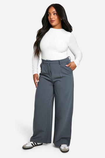 Plus Wide Leg Tailored Pants charcoal