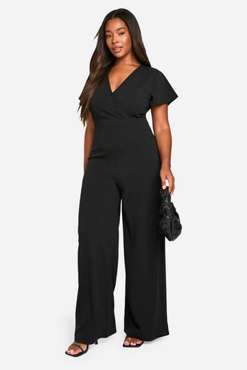 Plus Wide Leg Wikkel Jumpsuit black