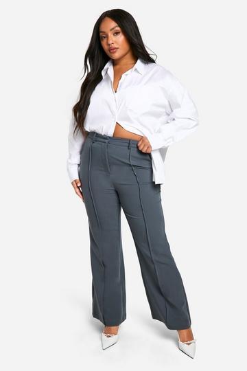 BOOHOO BASICS PLUS FLARE LEG TAILORED TROUSER charcoal