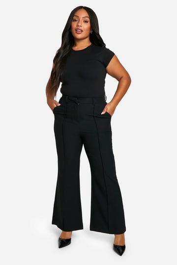 Black Plus Flare Leg Dress Pants