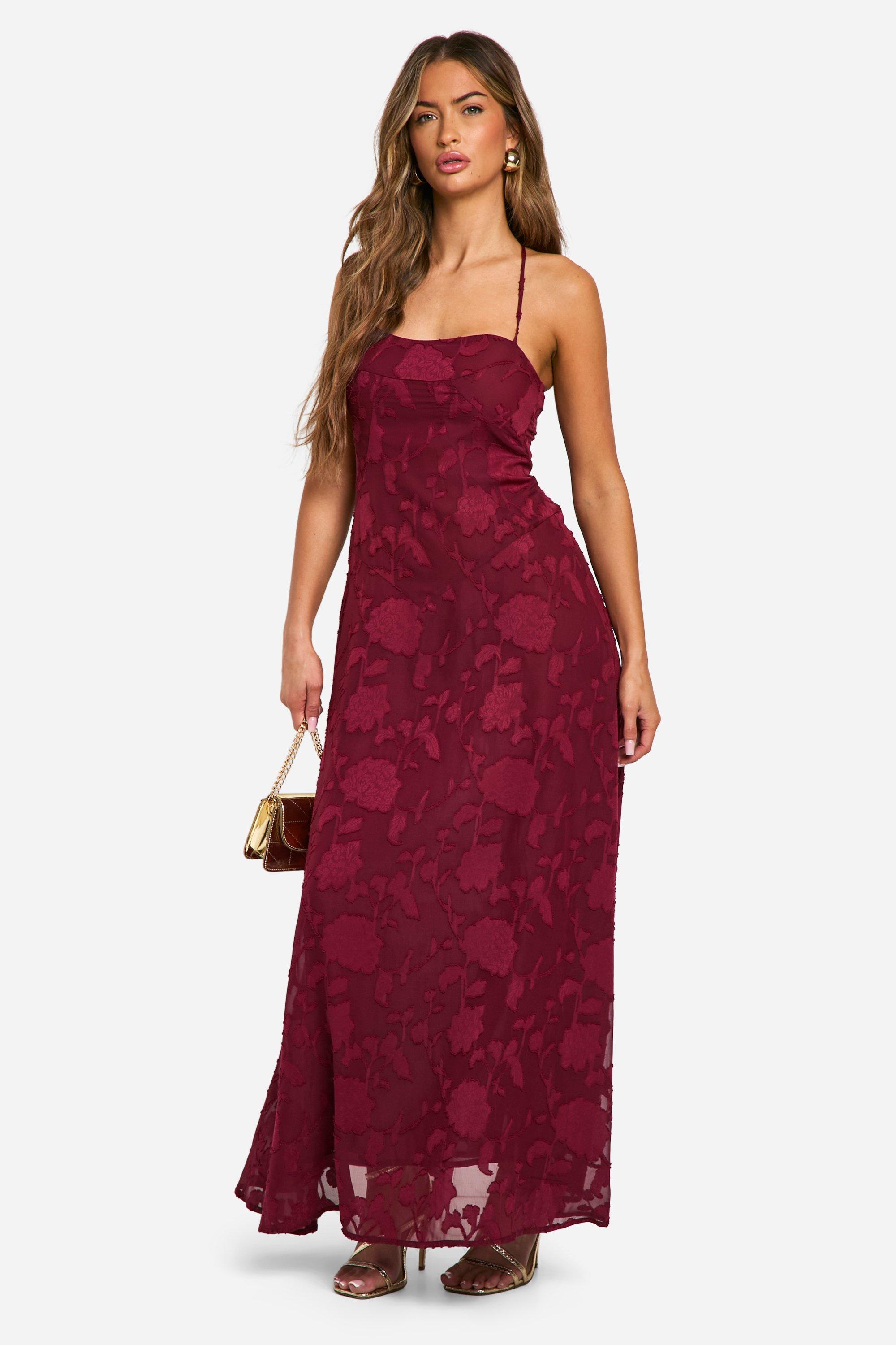 Boohoo wine dress sales