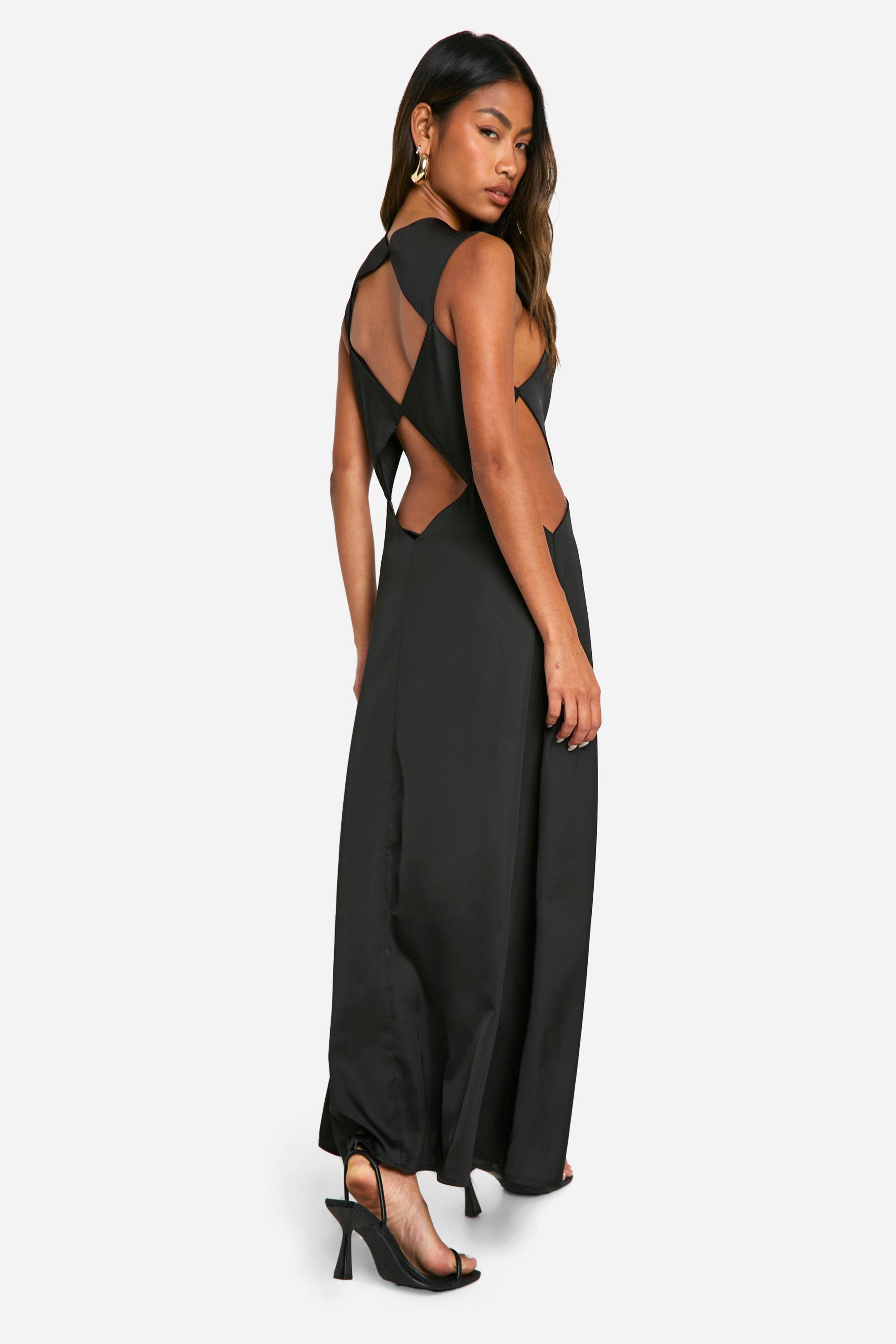 Boohoo Women s Satin Cut Out Midaxi Dress Black