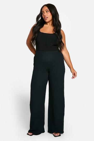 Plus Gekreukelde Wide Leg Broek black