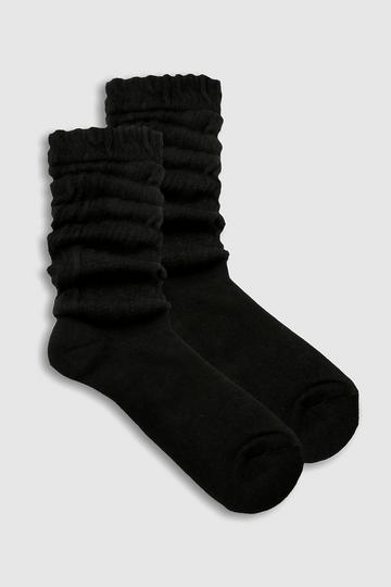 Zachte Geribbelde Baggy Sokken (2 Paar) black