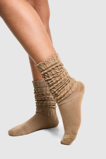 Single Soft Ribbed Slouchy Socks mocha