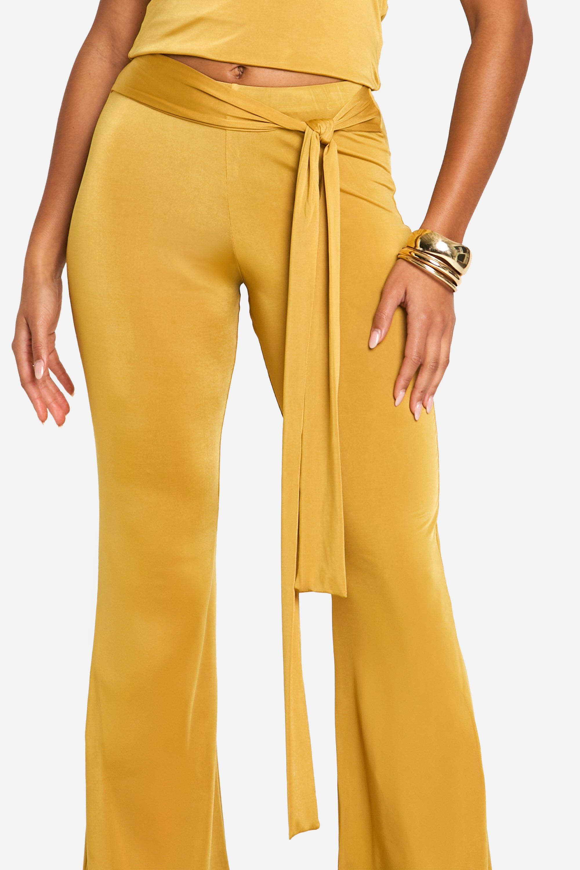 Drape Detail Flare Trousers boohoo