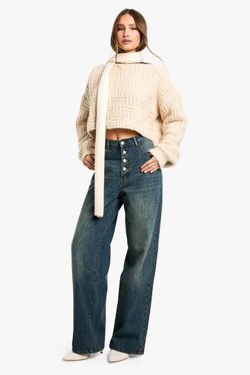 Button Detail Slouchy Fit Jean vintage wash