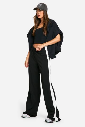 Tall Contrast Stripe Wide Leg Trouser black