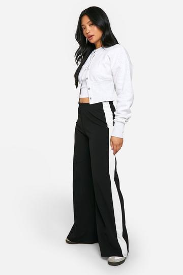 Petite Contrasterend Gestreepte Wide Leg Broek black