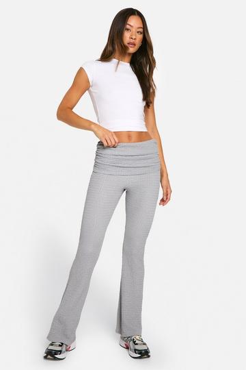 Tall Fold Over Waistband Crinkle Flare Trouser mid grey