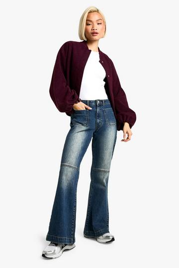 Flared Stretch Jeans Met Zak Detail dark blue