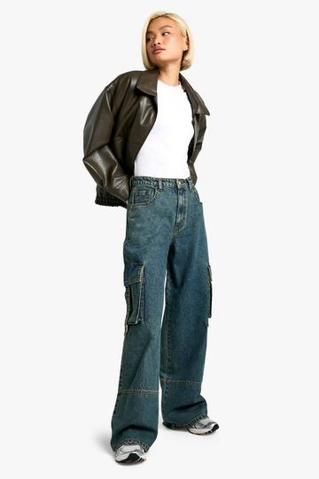 Wide Leg Pocket Detail Jean vintage wash