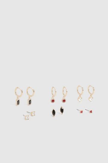 Embellished Earring 6 Pack gold