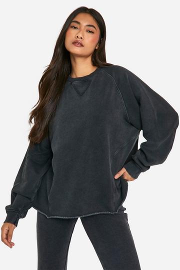 Acid Wash Seam Detail Oversized Sweatshirt charcoal