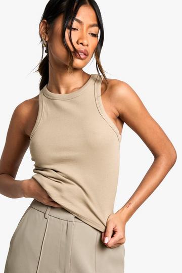 Boohoo Basics Rib Racer Crop Top taupe