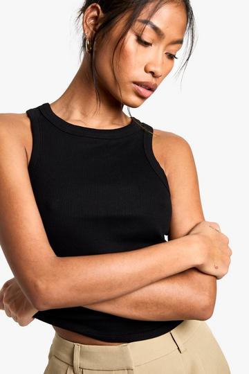 Boohoo Basics Rib Racer Crop Top black