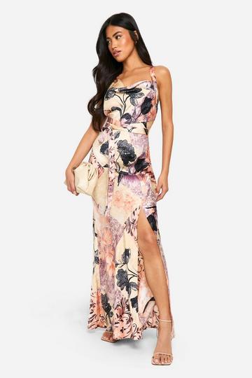 Paisley Folk Satin Maxi Dress multi