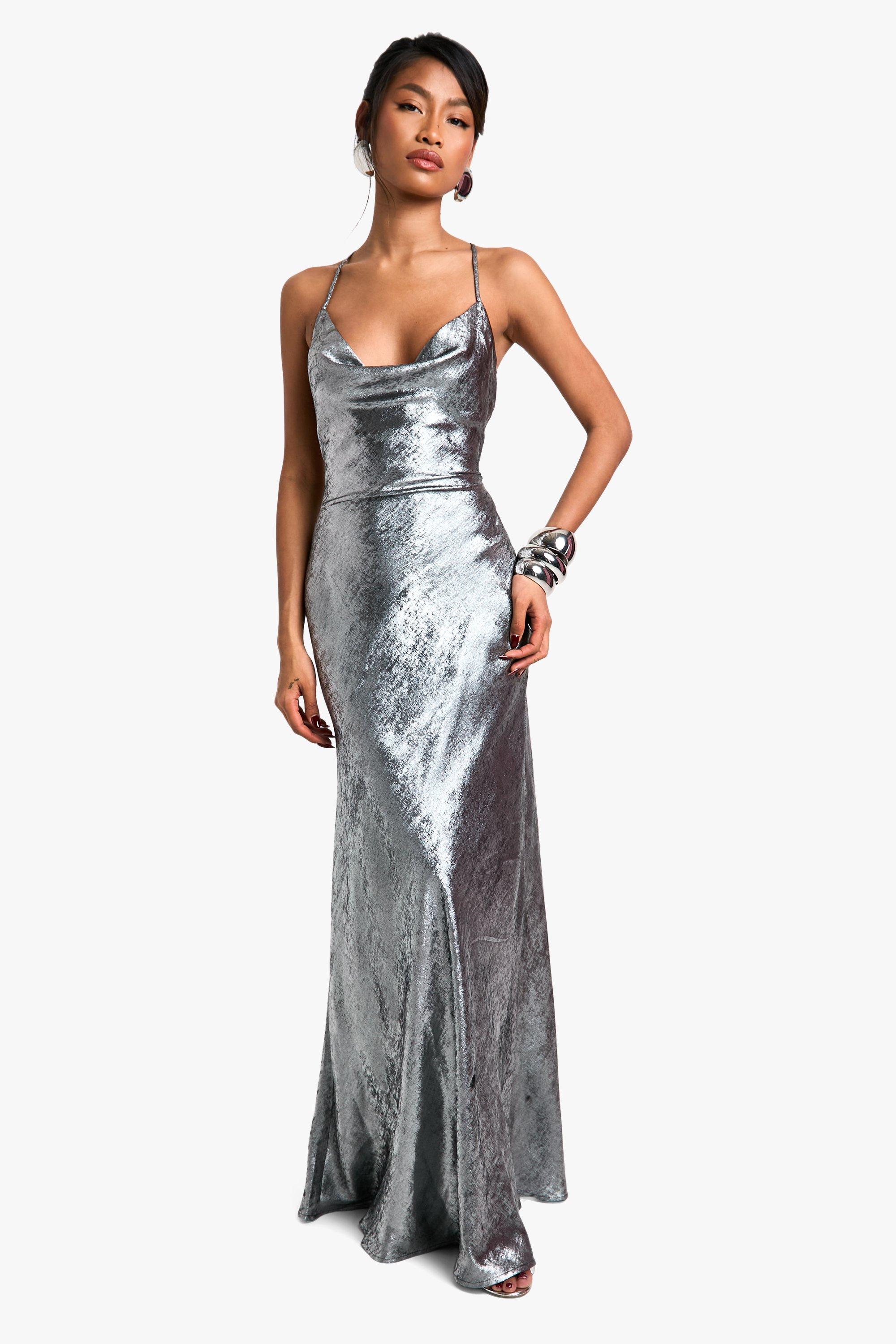 Metallic dress boohoo hotsell