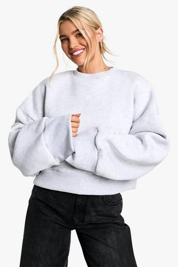 Grey SHOULDER PAD WIDE SLEEVE SWEATSHIRT