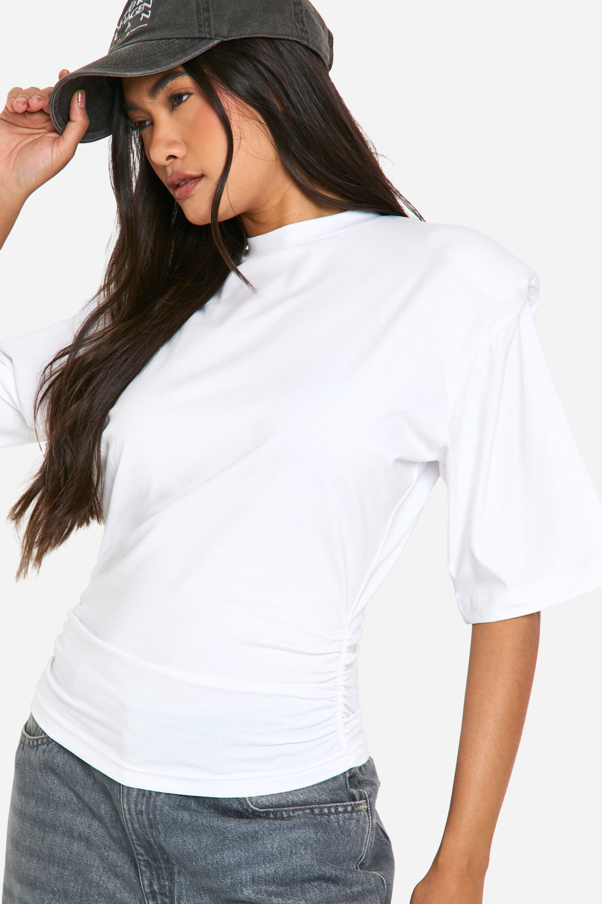 White shoulder pad top sale