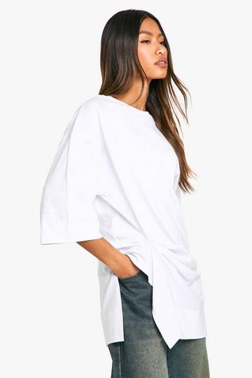 KNOT DETAIL OVERSIZED T-SHIRT white