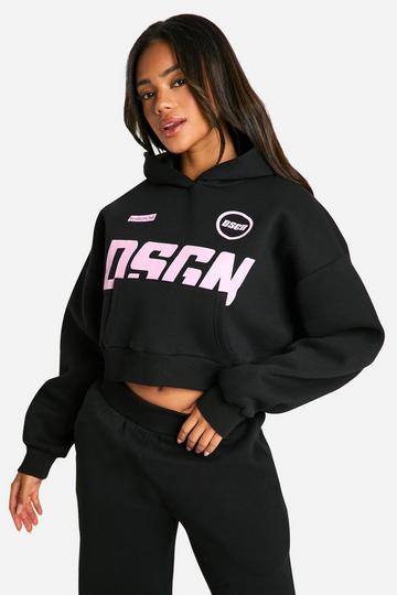 Black DSGN BOXY CROP HOODIE