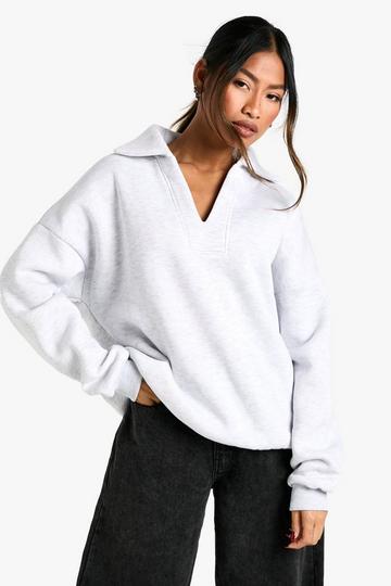 COLLAR DETAIL OVERSIZED SWEATSHIRT ash grey