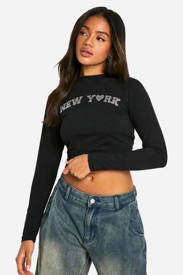 NEW YORK DIAMANTE LONG SLEEVE TEE black