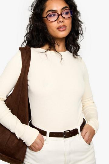 Basic Bodysuit Met Crewneck En Lange Mouwen ivory