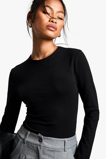 Boohoo Basics Crew Neck Long Sleeve Bodysuit black