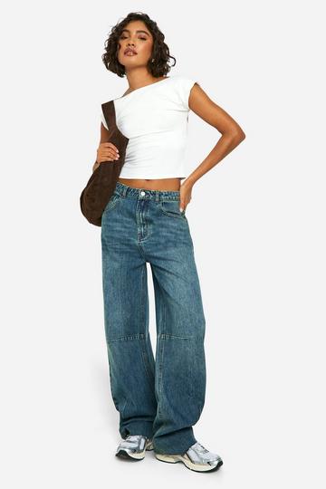 Tall Barrel Leg Jean mid blue