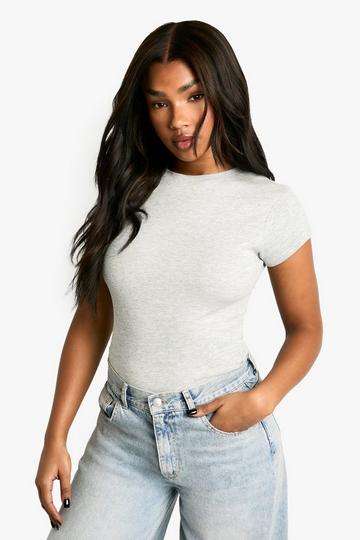 Basic Bodysuit Met Korte Mouwen En Crewneck grey marl