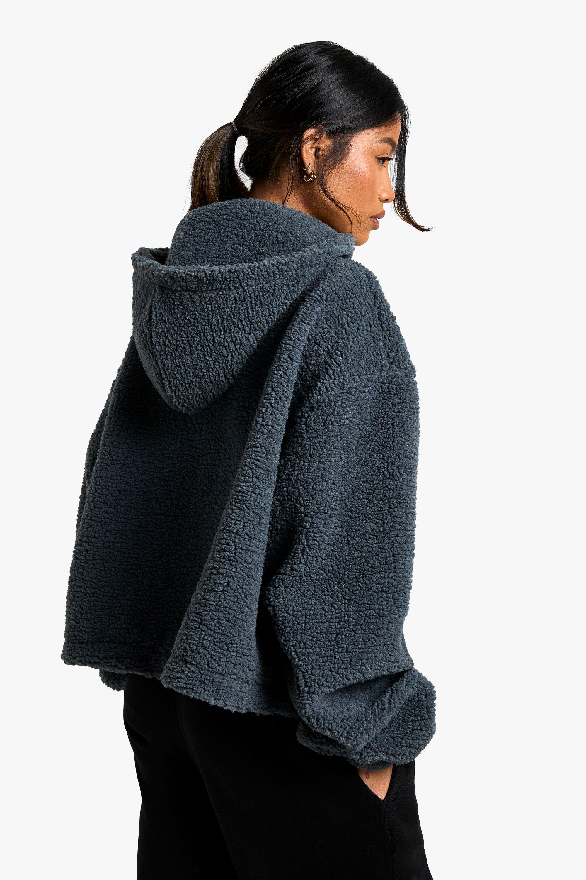 Borg faux fur hoodie clearance