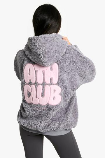 ATH CLUB APPLIQUE BORG OVERSIZED HOODIE ash grey