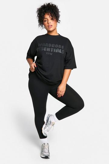 Black Plus Wardrobe Essentials Bubble T-Shirt and Legging Set