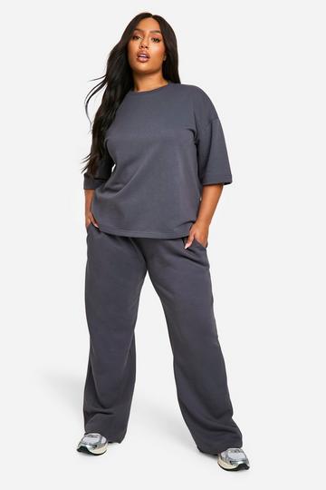 Plus Loopback T-Shirt and Jogger Set charcoal