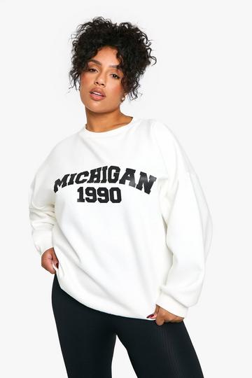 Plus Michigan Crew Neck Sweatshirt ecru