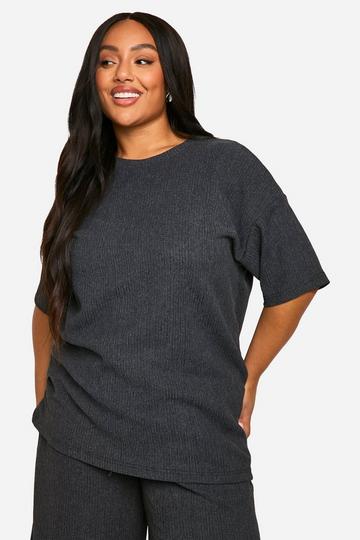 PLUS TEXTURED OVERSIZED T-SHIRT charcoal