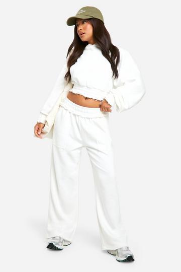 Petite Reverse Loopback Detail Straight Leg Jogger cream