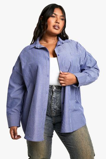 Plus Oversized Double Stripe Shirt navy