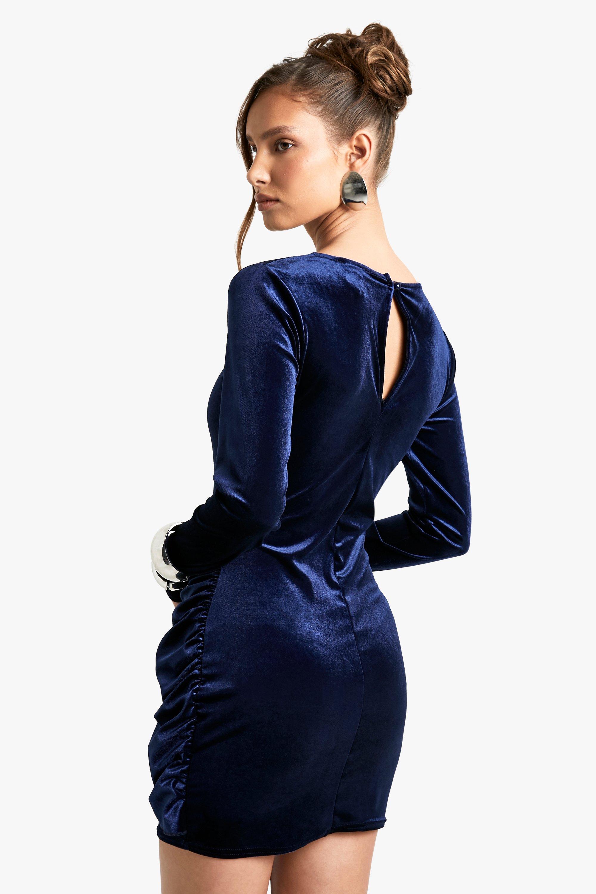 Navy velvet mini dress best sale