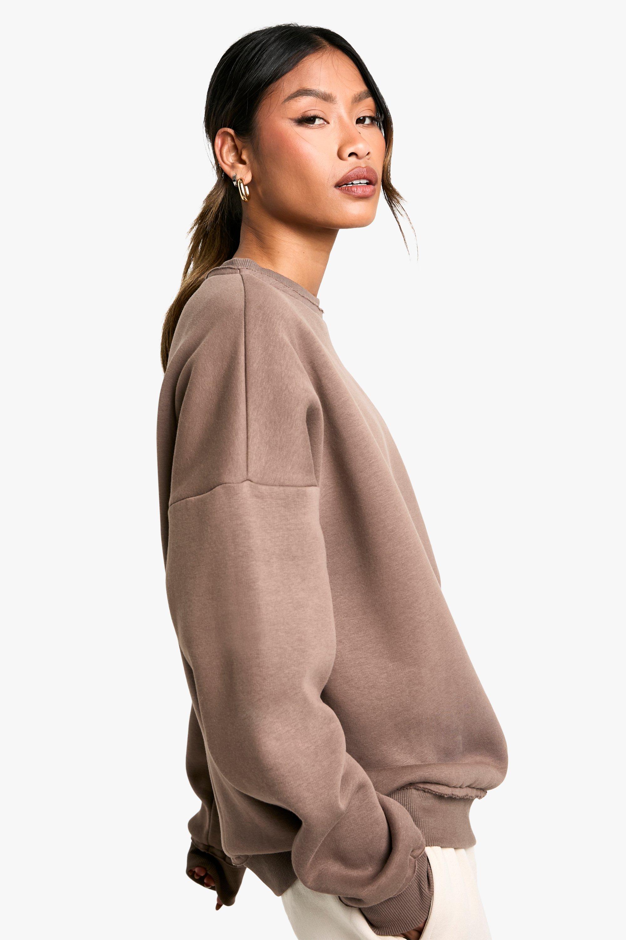 DISTRESSED DETAIL OVERSIZED CREW NECK SWEATSHIRT boohoo