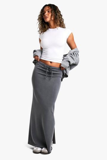 PREMIUM CUPRO DRAWSTRING MAXI SKIRT charcoal